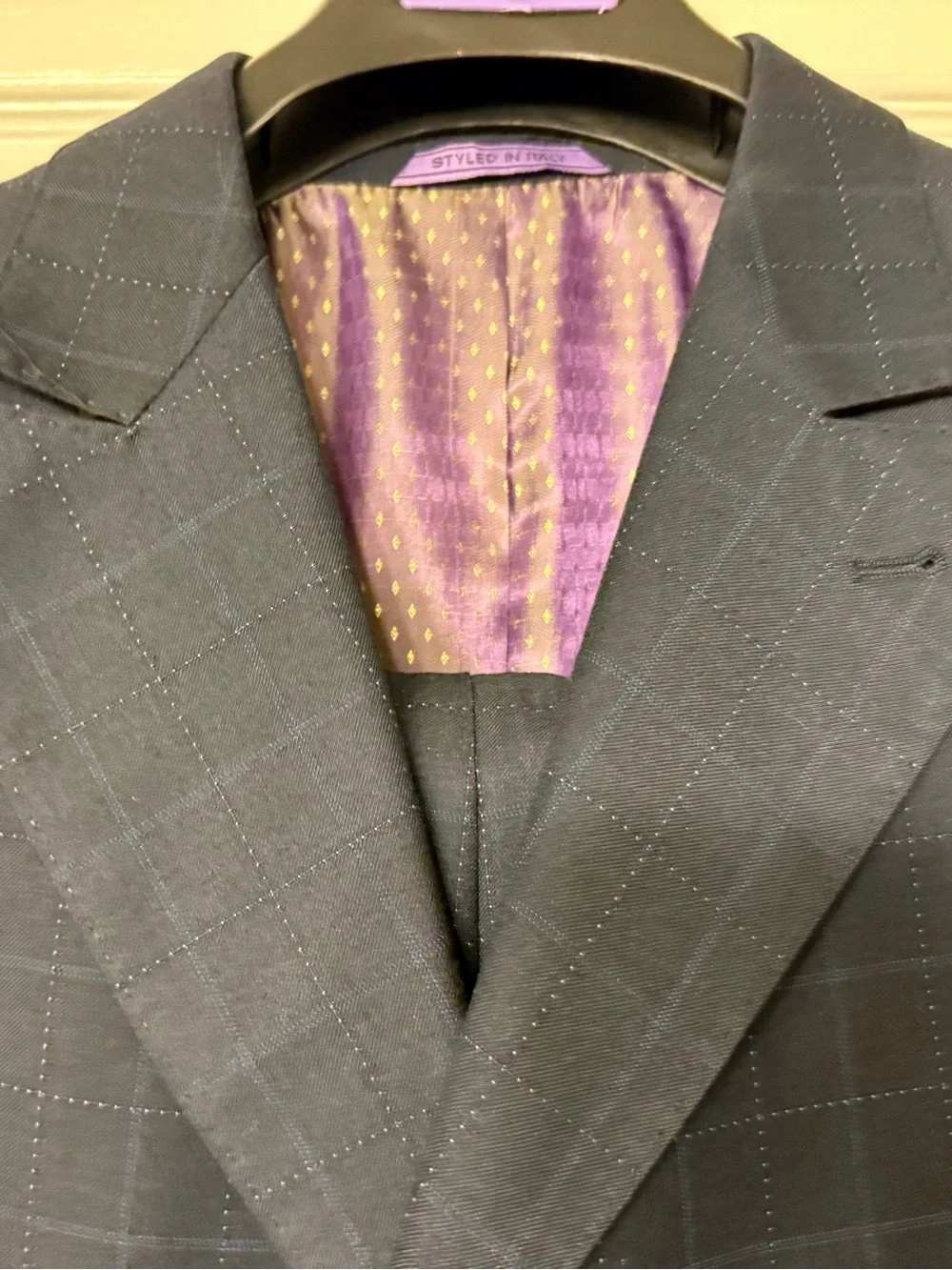 NWT Magic Johnson Super 120s Navy Windowpane 42L Business Suit